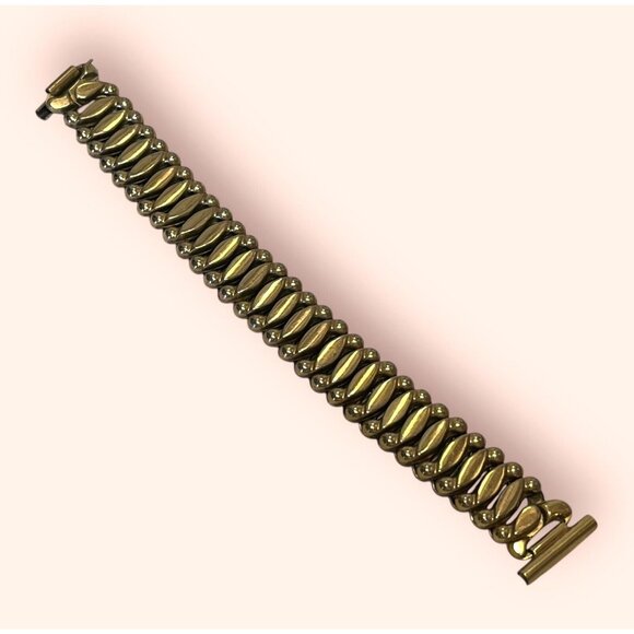 Vintage 10K Yellow Gold Filled Top Cap Men's Expansion Watch Band - Picture 2 of 9